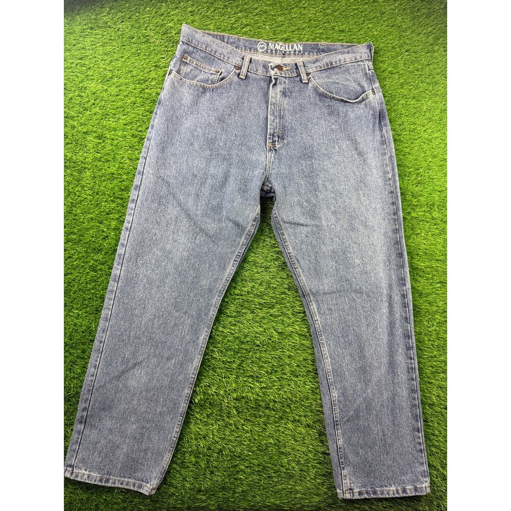 MAGELLAN OUTDOORS Men's 36x30 Blue Denim Jeans Relaxed Fit Straight Leg Hunting